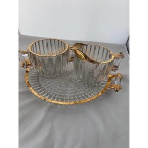 Vintage Glass - Jeannette Glass National 8” tray with creamer and sugar